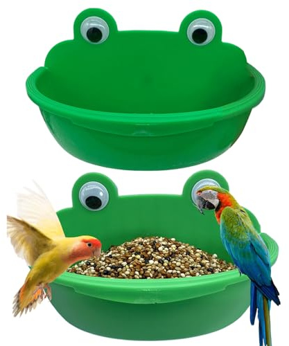 Duroecsain Bol pour la Nourriture pour Les Oiseaux | Bol pour l'eau des perroquets - 2 pièces Récipient pour Le Bain des perruches à l'épreuve des éclaboussures et pour l'alimentation des perroquets