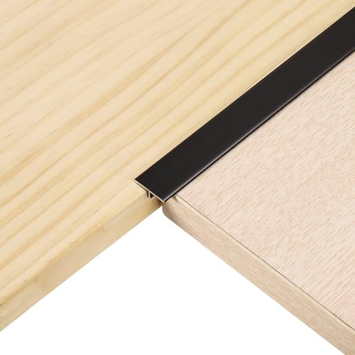 QUARKZMAN 6Pcs 2.9ft x 0.59 Profilés De Transition En T Pour Sol, Bords En Alliage D'Aluminium Pour Joints De Plancher En Vinyle, Pour Lames De Parquet Carrelage Interstices De Sol, Noir