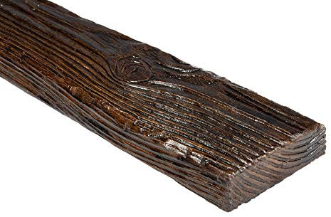 DECO WOOD Dekobrett ET306 aus Polyurethane, 2m Länge, PU Brett Holzoptik (dunkelbraun - 120x35mm) Verzierung Lampe Holzstruktur Scheinbrett