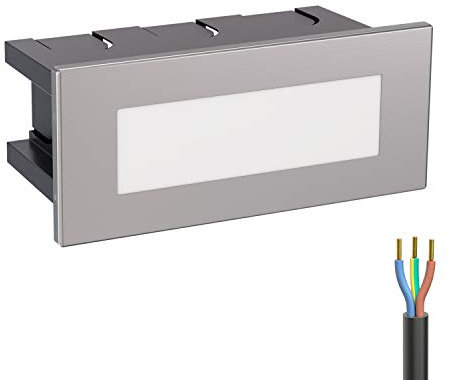 ledscom.de LED Treppenlicht/Wandeinbauleuchte für innen und außen, eckig, edelstahl, 123 x 60mm, kaltweiß