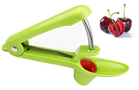Becho - Snocciolatore, in silicone per uso alimentare, per ciliegie e olive, colore: verde