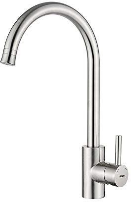 GRIFEMA Irismart-G4011, Mitigeur d'évier avec Fonction de Jet de Douche, Robinet de Cuisine à Basse Pression, Inox Acier, Exclusivité Amazon, 3/8 de pulgada, Argent