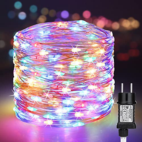 PhilzOps Árbol de Navidad Exterior 20M 200 LED Alambre de Cobre Guirnalda Multicolor Enchufe Impermeable 8 Modos Luces de Hadas Decoración para Interior Bodas Fiesta Patio