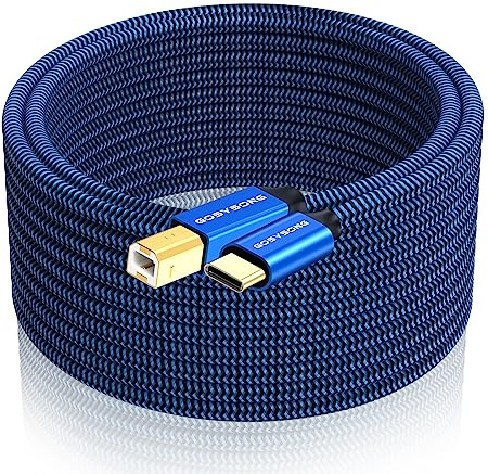 GOSYSONG USB C to B Printer Cable - 15ft High Speed Compatible with Printer, Scanner, Fax, Midi Keyboard, Audio Recording and More