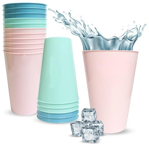 Mypicompany Pack de 8 Vasos Plastico Duro. Platos y Vasos para Cumpleaños. Vajilla Camping apta para Microondas y Lavavajillas