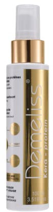 Demeliss Trattamento Termoprotettore KERA-PROTEIN 100ml - Con Cheratina - Prima della Piastra - Nutre e Protegge Capelli Ricci, Crespi, Secchi - Spray Professionale Anti Calore