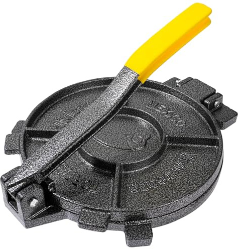 Vivicreate Tortilla-Presse aus Gusseisen, 25,4 cm. Tortilla-Maker, Teigpresse, Mehl-Tortilla-Presse, rutschfestes Design, Grau (Gelb)