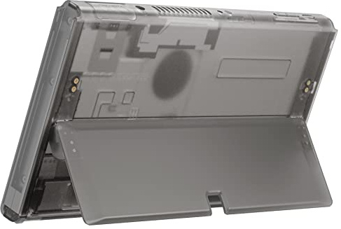 eXtremeRate Backplate Case für Nintendo Switch OLED Console, DIY-Ersatz Rücken Hülle Gehäuse&Lautstärke/Power Buttons&Kickstand Shell Set für Switch OLED Konsole-Transparent Schwarz