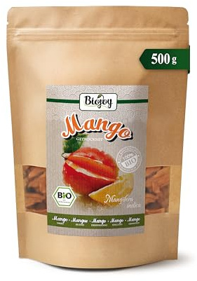 Biojoy BIO Torkad mango, sorten Brooks, naturlig, 500 g | Osvavlad, utan tillsatt socker, från Burkina Faso