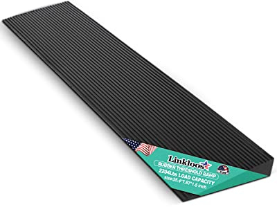 Linkloos 1.5 Rise Rubber Threshold Ramp, 2204Lbs Recycled Rubber Power Threshold, 35.4 L x 7.87 W Non-Slip Surface Solid Threshold Ramp is Adjustable and Cuttable for Wheelchairs, Power Scooters