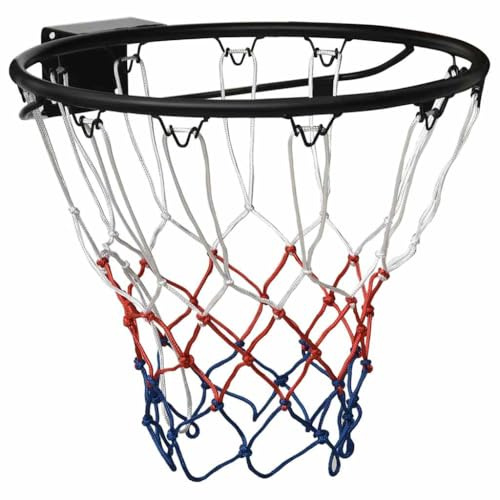 vidaXL Basketballring Nylon Stahlrahmen Basketballkorb Basketballnetz Basketballbrett mit Ring Basketball Korb Netz Schwarz 45cm Stahl