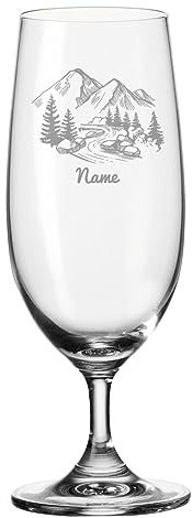 Leonardo - Vaso de cerveza con grabado - Mountain - Personalizado con nombre - Tulipán de cerveza como regalo - Idea de regalo para hombres - Regalos para papá para el Día del Padre - 280 ml