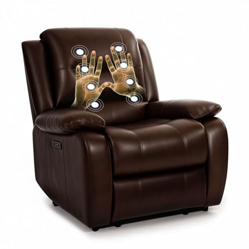 HealthRelife Massagesessel mit Liegefunktion Elektrisch Relaxsessel Fernsehsessel Rückenmassage (Klopfen und Kneten) braun