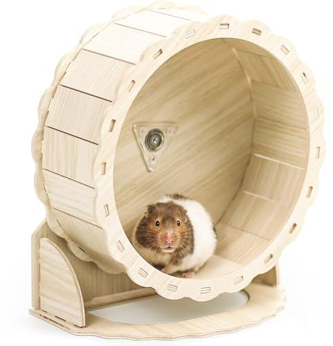 XFLYP Hamsterrad 26cm, Holz Bogie Wheel Laufrad mit Höhenverstellbarer Standfuß, Trainingsspielzeug Käfig Zubehör für Totoro Mouse zwerghamster Eichhörnchen Chinchillas Rennmäuse Kleintier Haustier