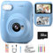 Hangrui Kids Camera Instant Print,3.0'' 1080P Kids Instant Print Camera with 32G Card,3 Rolls Printing Paper and 5 Color Pens, Gift Toy for Girls Boys 3-12 Years Old -Blue