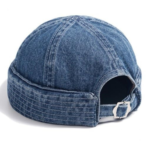 Muteitt Mens Docker Cap Hats Vintage Denim Beanie Hat Sailor Cap Worker Hat Rolled Cuff Retro Brimless Hat Adjustable Unisex Skull Cap