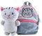 Kögler 75784 - Friends2Go, Plüsch Katze Mai im Plüsch-Rucksack, ca. 12,5 cm groß, niedliches Plüschtier im praktischen Rucksack, Grau