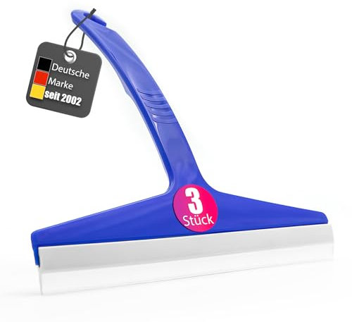 BigDean 3 Stück Duschabzieher Silikon in blau – Abzieher für die Dusche 23,5cm breit - Duschkabinen Abzieher Made in Germany