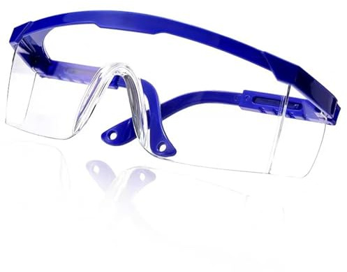 HSYTEK Schutzbrille - Leicht, Sportlich, Sicher - Kratzfest & Beschlagfrei mit UV-Schutz - Blau/Transparent