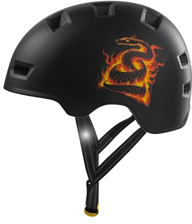 Crazy Safety Rampage Orange Schlange | Fahrradhelm, Skateboardhelm, Inlinerhelm und BMX-Helm | Fahrradhelm für Männer, Frauen und Kinder | L (57-61cm) | Verstellbarer Helm für Skater und Radfahrer