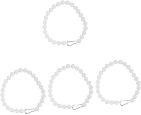 POPETPOP 4 Pièces Poids du Drapeau pour Le Bas du Drapeau chaîne de Perles de mât de Drapeau mât de Drapeau Extensible Collier de Fixation chaîne de retenue de mât de Drapeau PVC Blanche