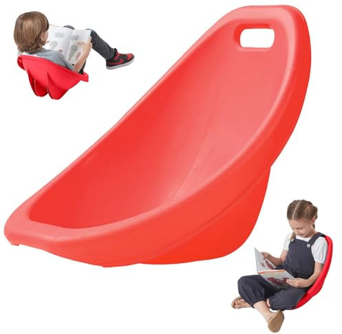 Genérico Silla Mecedora Scoop para niños, Silla de Piso con Respaldo, sillas Flexibles para el Aula, sillas activas, Silla de plástico para niños, Silla de Lectura con Movimiento sensorial,Rojo