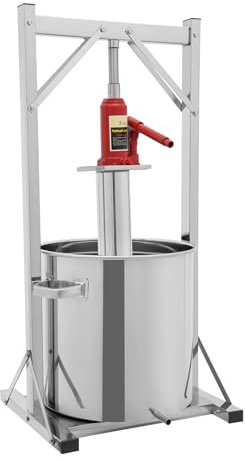 Presse à vin de fruits 36 l en acier inoxydable - Presse-vin hydraulique en acier inoxydable - Cric hydraulique - Pression de contact partiel - Jus en acier inoxydable - Fruits hydrauliques - Pomme -