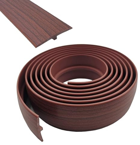 T Molding Trim,Floor Transition Strip 5cm×3m T Section Bar PVC Flat Divider Strip Laminate Profile Flooring Edge Trim for Door Threshold Joining Flooring Gaps of Laminate Plank Tile (Walnut, 5M)