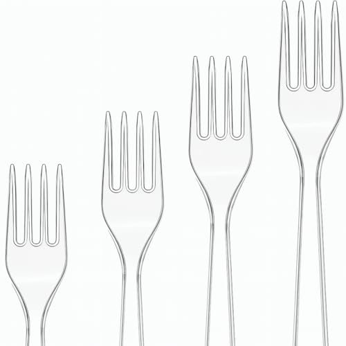Lot de 100 fourchettes en plastique - Réutilisables et stables - Passent au lave-vaisselle - Parfaites pour les fêtes, les gâteaux et les événements