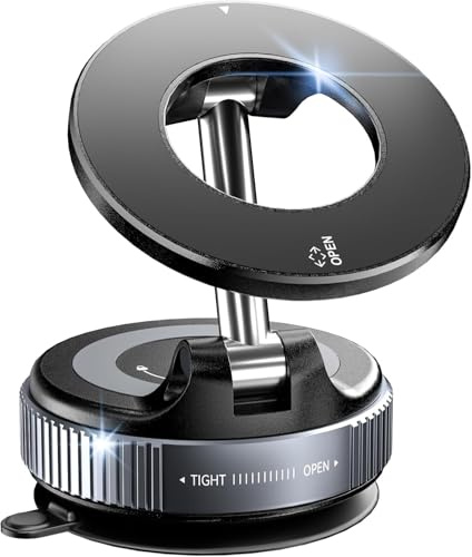 TECNOULAB Universell magnetisk bilhållare - ultrastark sugkopp med 360° rotation, kompatibel med alla mobiltelefoner (iPhone, Samsung, etc.) - svart