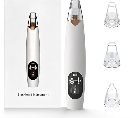 Facial Pore Blackhead Remover Vacuum - Facial Pore Cleaner with 3 Adjustable Suction Levels, 3 Probes, USB Charging Interface - Blackhead Extractor Tools for Women & Men (White)