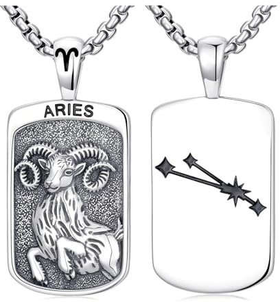 PROESS Stjärntecken halsband 925 sterlingsilver 12 stjärnbilder hänge horoskop astrologi halsband stjärntecken smycken gåvor för kvinnor män, 25.4 x 15.9 mm, Sterlingsilver