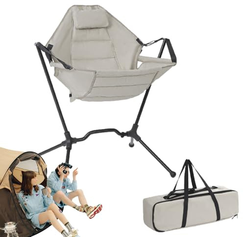 Silla de Camping portátil – Taburete oscilante de Apoyo ergonómico | Plegable – para Picnic al Aire Libre, Patio, césped, Fiesta, Playa