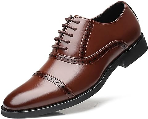 KYOESCAI Zapatos De Vestir para Hombres Zapatos De Boda con Cordones Brogues Zapatos De Oficina Clásico De Oxford,Marrón,40 EU