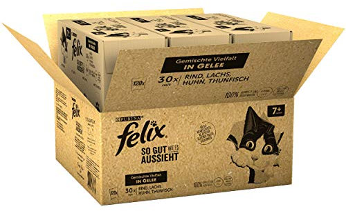Felix Katzennassfutter So gut wie es aussieht in Gelee Senior Gemischte Vielfalt 120x 85 g Portionsbeutel