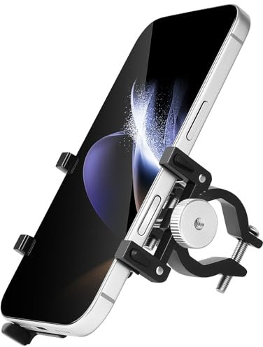 Homoto Handyhalterung Fahrrad, Aluminium Universal Motorrad Handyhalterung Fahrrad Lenker für 4,5-7,0 Zoll Smartphone, E-Bike E Scooter Zubehör Mobile Halterung - Stabil und Langlebig