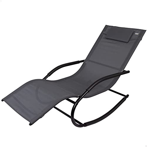 AKTIVE 61067 Sedia a Dondolo da Giardino Antracite con Cuscino, TEXTILENE + Steel, Nero