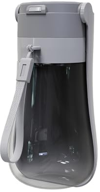 Foldable Dog Water Bottle [Grey, 430ml/15oz] Portable Walking Pet Water Dispenser Bowl Accessories Outdoor Hiking Travelling