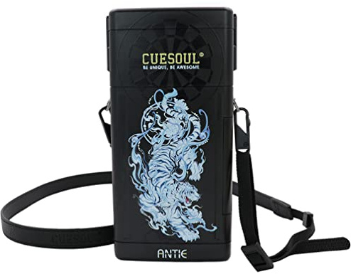 CUESOUL Antie Hard Dart Case, sostiene 6 dardos de acero/punta blanda y accesorios adicionales, con cuatro símbolos mitológicos, duradero