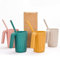 Unbreakable Drinking Cups, 350 ML Plastic Drinking Cups Reusable Cup for Kids Adults, 4 PCS Coffee Mugs with Handle, 4 PCS Straws, Hot or Cold Water Milk Tea Tumblers, Dishwasher and Microwave Safe