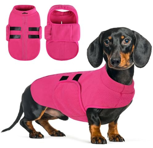 Queenmore Abrigo Perro Pequeño, Abrigo para Perros, Suéter para Perros, Abrigos De Invierno para Perros, Chaqueta para Perros, Suéter para Perros Pequeños, Dachshund, Chihuahua, Bulldog, Rosa, L