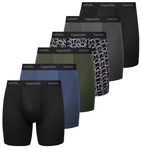 Expertoftio Boxer sportivi da uomo, biancheria intima funzionale lunga, confezione da 6 pezzi, shorts a compressione, mutande da uomo con apertura, XXL
