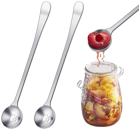 2 Cucchiaio di Oliva,Cucchiai Cucchiaio di Ciliegia in Acciaio Inossidabile con Foro di Scarico,Cucchiaio da Portata in Acciaio Inox,Cucchiaio Confettata,Paletta in Acciaio Inox con Foro di