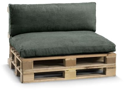 Gutekissen® Palettenkissen, Gartensofakissen, Sitzkissen, Rückenkissen, gefüllt mit Pulirethangranulateinlage, viele Farben und Größen PWL (Set (Sitzkissen 120x80 +Rückenlehne 120x40), Grün)