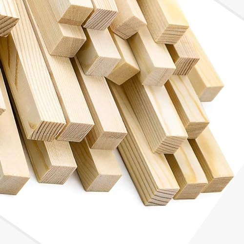 COYOUCO Palos De Madera De Pino, Varilla De Madera Cuadrada, Palos De Madera De Tiras De Clavija Largas Naturales, 50 Cm De Longitud, 3 Cm De Grosor, 2 Piezas,3x3cm