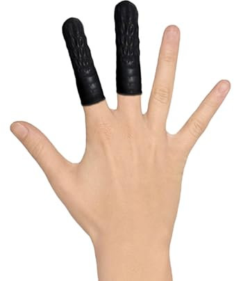 EUROPAPA® 100x Latex Finger Cots, Finger Protection, Antistatic General Rubber Finger Tip for Cosmetics, Cleaning (Black, M)