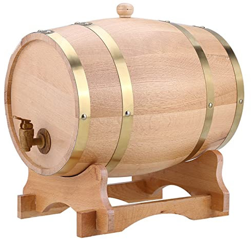 Oak Barrel 10L Vintage Wood Wine Barrel Wooden Barrel Dispenser for Whiskey, Bourbon, Tequila, with Matching Stand, Ideal for Storing Various Spirits