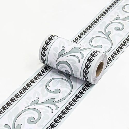 TapetenbordüRe Selbstklebende BordüRe Wand Wohnzimmer Tapeten Fliesenaufkleber Bad Dekoband Selbstklebend Graue Linien 10cm X 1000cm