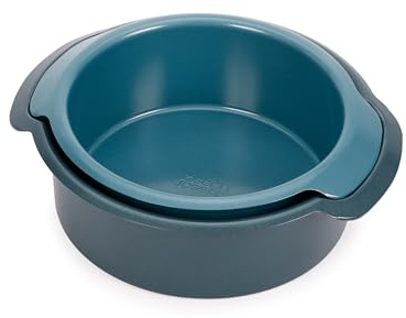Joseph Joseph Nest™ Bake Set med 2 Non-Stick runda kakformar, 23 cm & 20 cm, Kolstål, Enkel Draghandtag, Stapelbara, Platsbesparande, 10 Års Garanti