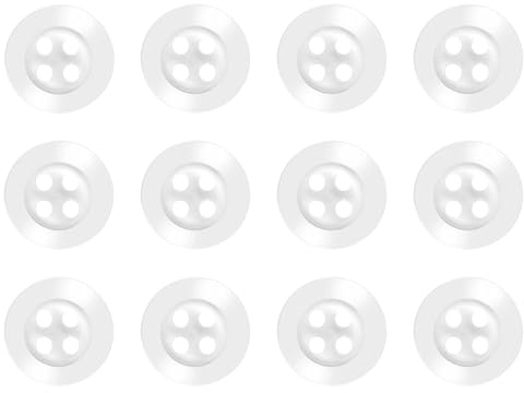 Pack of 12 Clear 11mm Round Sew On Plastic Buttons for Shirts Blouses Pearlescent Flat 4 Holes 18L